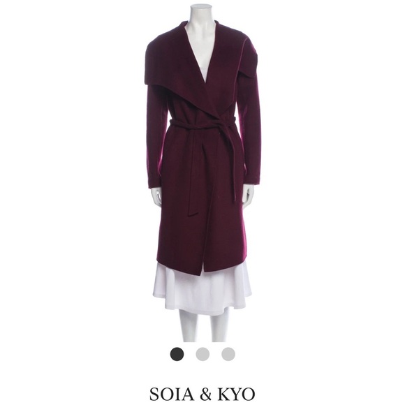 SOIA & KYO Burgundy/Purple Wool Coat - Picture 2 of 3